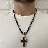 Позолочений комплект (хрест + шовковий шнурок зі вставками), фото 2