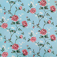ПВХ панель 3Д Красные розы 700х700х5мм голубой декор стен цветы растения текстура под ткань (433)