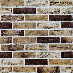 Декоративні 3Д-панелі на стіну Коричнево-Бежа Цегла 70*70см*6мм самоклеючі миючі м'які (415)
