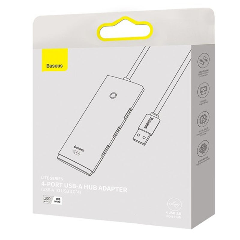 Переходник HUB Baseus Lite Series 4-Port USB-A HUB Adapter (USB-A to USB 3.0*4) 25cm (WKQX) - фото 4 - id-p1733573271