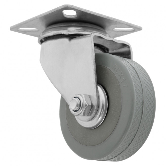 Ролик меблевий, D=50, з платформою, гума, сірий Арт.40170