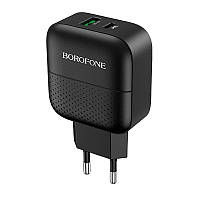 СЗУ Borofone BA46A PD 18W+QC3.0 (1USB/1Type-C/3A) Білий 18W, "3,0 А", Техничка, Чорний, 1 x USB + 1 x Type-C