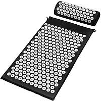 Акупунктурный массажный коврик для спиныс подушкой Acupressure Mat. Цвет:- Чёрный, фиолетовые, зелени