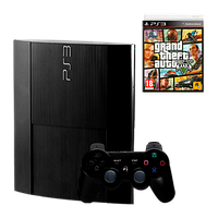 Набір Консоль Sony PlayStation 3 Super Slim 500GB Black Б/У Хороший + Гра Sony PlayStation 3 Grand Theft Auto V Російські Субтитри