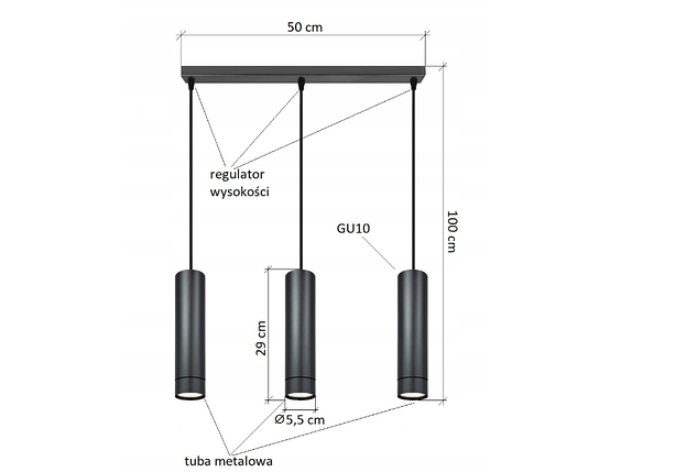 Підвісний стельовий світильник Komat TUBA 1 GU10 LAMP 28-302G LED, фото 3