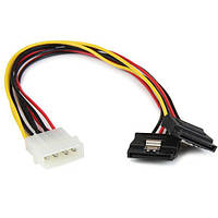 Кабель 4 pin Molex-2x15pin SATA power