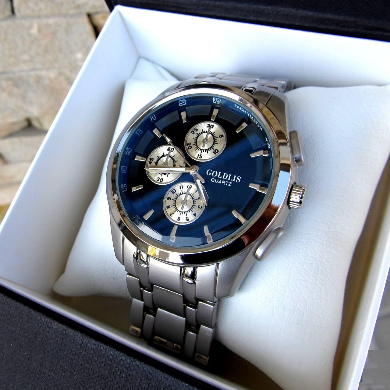 Наручные мужские часы Goldlis quartz кварцевые часы наручные голдлис металические серебрянные - фото 1 - id-p1766706780