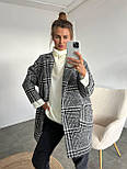 Жіноче вовняне об'ємне пальто в карту на підкладці, фото 6