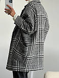 Жіноче вовняне об'ємне пальто в карту на підкладці, фото 7