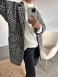 Жіноче вовняне об'ємне пальто в карту на підкладці, фото 8