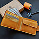 Шкіряний Гаманець ручної роботи, Рудий портмоне «NIKAZ» (унісекс) (P004), фото 7