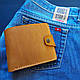 Шкіряний Гаманець ручної роботи, Рудий портмоне «NIKAZ» (унісекс) (P004), фото 8