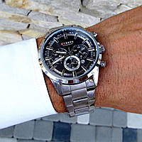 Наручные мужские часы Curren кварцевые часы наручные каррен металические серебрянные