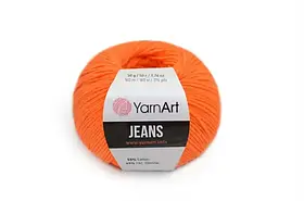 Пряжа бавовняна Джинс (Jeans) 77 апельсин YarnArt (ЯрнАрт) 1A73A