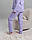 Жіноча піжама на ґудзиках зі штанами бузкова в горошок, фото 5
