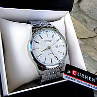 Наручные мужские часы Curren кварцевые часы наручные каррен металические серебрянные