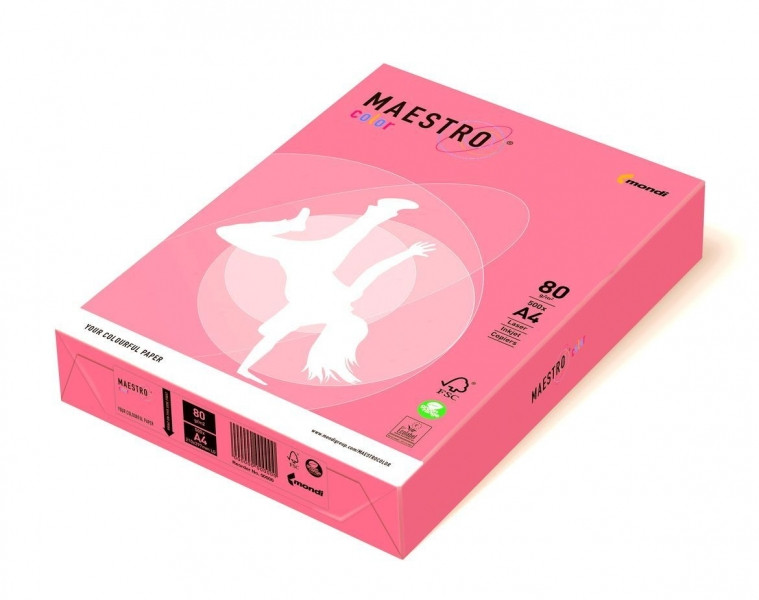 Папір кольоровий A4 80г/м Neon 500арк Pink рожевий Maestro Color