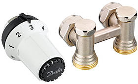 Комплект термостатичний Danfoss RAS-CK + RLV-KS, H-подібний, нижнє підкл, M30x1.5, 1/2", кутовий