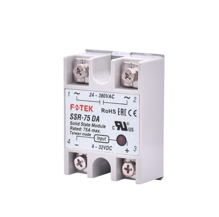 Однофазное твердотільне реле Fotek (ОРИГІНАЛ) SSR-75DA тип DC-AC, Imax 75А 24-380В змінного струму