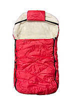 Конверт/чохол для санок, зі штучної овчини, на дві блискавки, із затяжками Червоний ORG