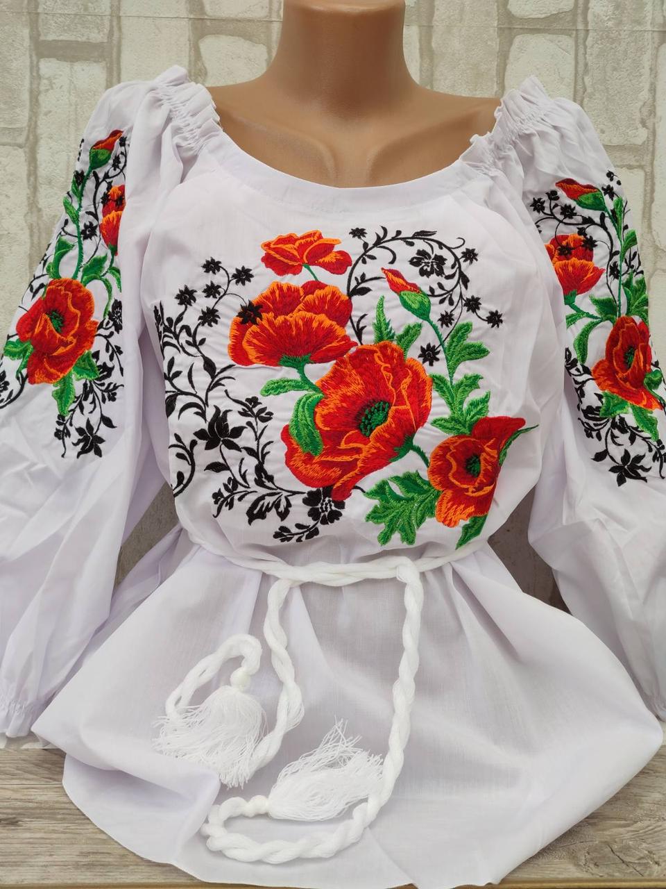 Вишиванка жіноча на попліні "Відрада"  3XL-4XL р-ри, 3/4 рукав, фото 1