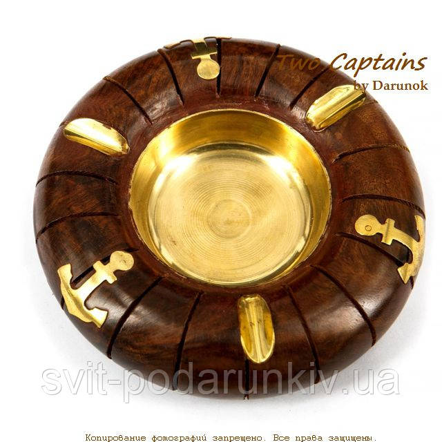 Дерев'яна попільничка кругла для трьох сигарет WS208B, фото 1