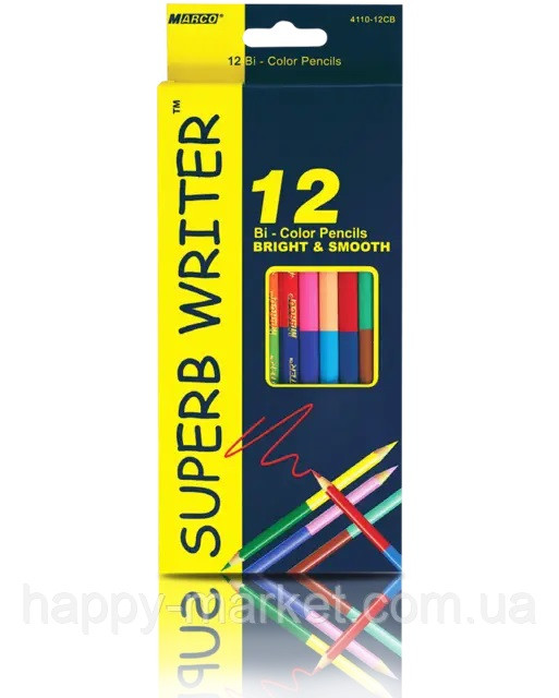 Кольорові олівці Marco "SUPERB WRITER", двосторонній, 24 кольори 4110-12CB