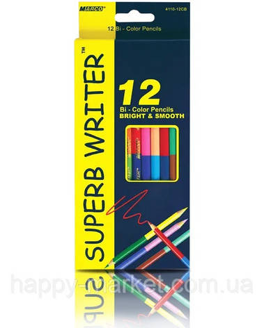 Кольорові олівці Marco "SUPERB WRITER", двосторонній, 24 кольори 4110-12CB, фото 2