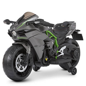 Дитячий мотоцикл на акумуляторі M 4877EL-11 сірий (різні кольори), шкіряне сидіння, світло/звук, EVA колеса.