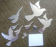 Акрилові дзеркальні наклейки Птахи дзеркальні набір 9 шт Б154-9, фото 3