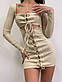 Облягаюча міні сукня зі шнурівкою по всій довжині та вирізом на грудях (р. 42, 44) 66PL511Е, фото 4