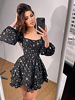 Короткое цветочное платье с корсетным верхом и расклешенной юбкой (р. 42, 44) 66PL5114Е