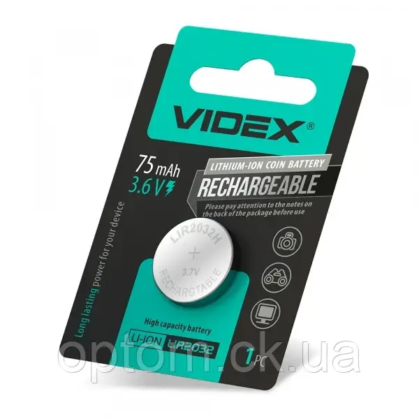 Акумулятор Videx LIR2032 75mAh 1 pc Blister Card