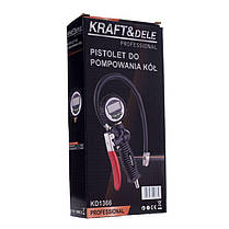 Пневматичний пістолет для підкачування шин із РК манометром Kraft&Dele KD 1366, фото 3