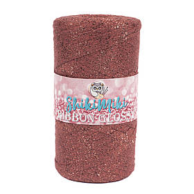 Трикотажний плоский шнур Ribbon Glossy, колір Карміновий