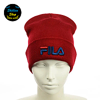 Молодежная шапка бини - Фила / Fila - Красный