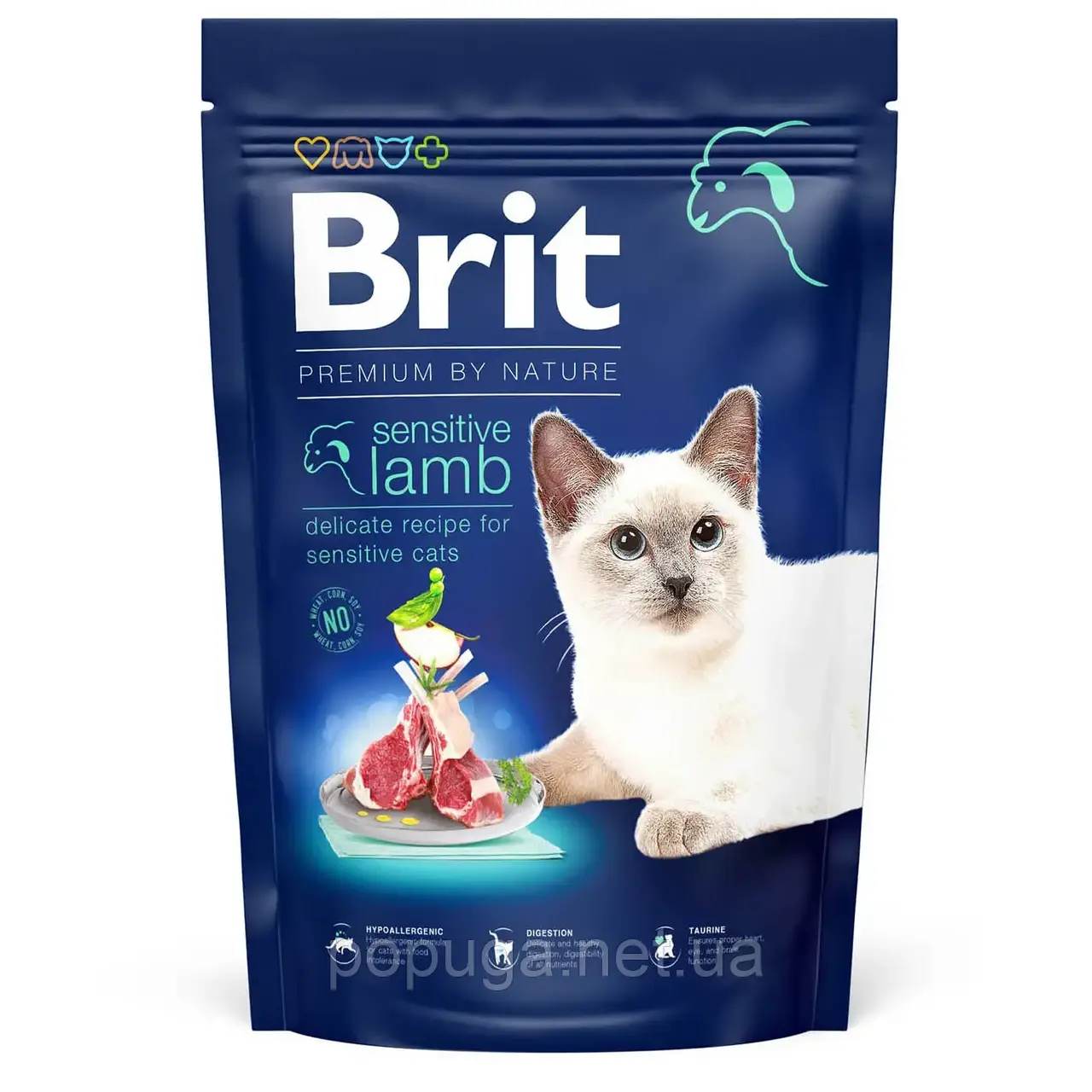 Сухий корм для котів з чутливим травленням Brit Premium by Nature Cat Sensitive 1,5 кг (ягня)