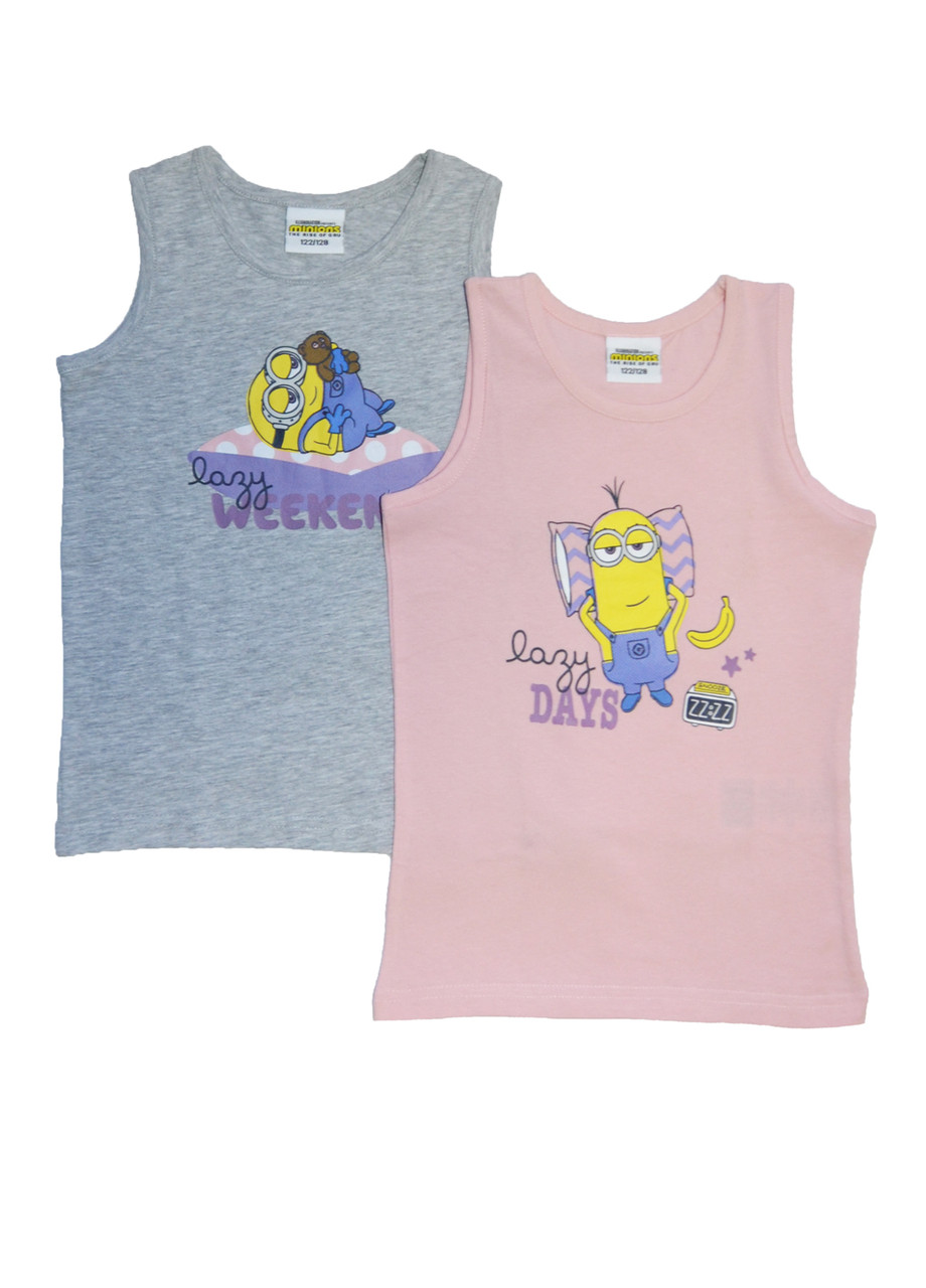 Комплект майок для дівчинки 110/116 з принтом Міньйони (2шт)