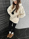 Жіноче плюшеве худі з капюшоном і кишенею кенгуру однотонне (р. 42-46) 83043143, фото 3