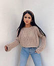 Жіноча вкорочена кофта крупної в'язки вільного фасону (р. 42-46) 77043149, фото 2