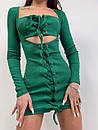 Облягаюча міні сукня зі шнурівкою по всій довжині та вирізом на грудях (р. 42, 44) 66py511Е, фото 7