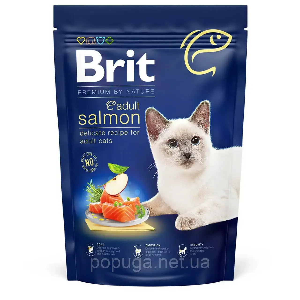 Сухий корм для котів Brit Premium by Nature Cat Adult Salmon 1,5 кг (лосось)