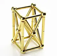 Магнитный конструктор типа Неокуб головоломка в боксе 36 магнитных палочки и 26 шариков Neocube золотой, в