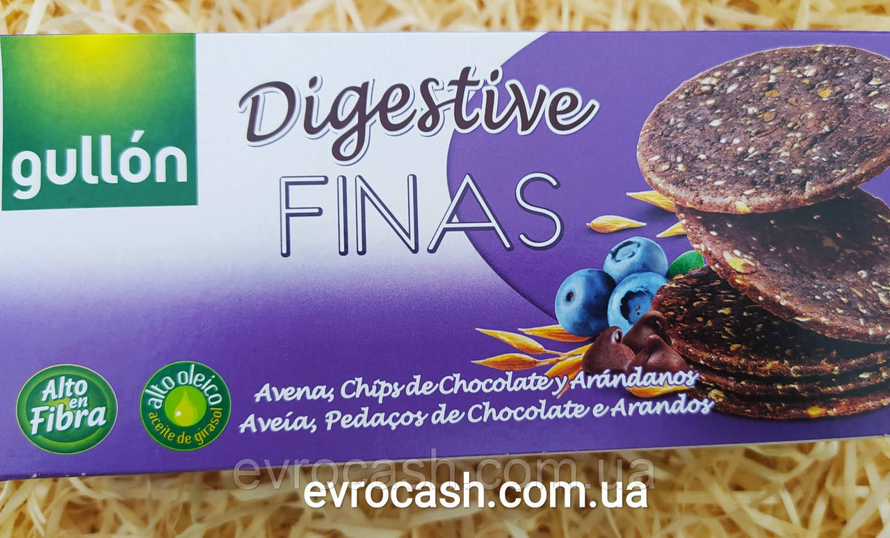 Овсяное печенье с шоколадом Gullon Digestive Finas 270гр (Италия) - фото 1 - id-p1197186291