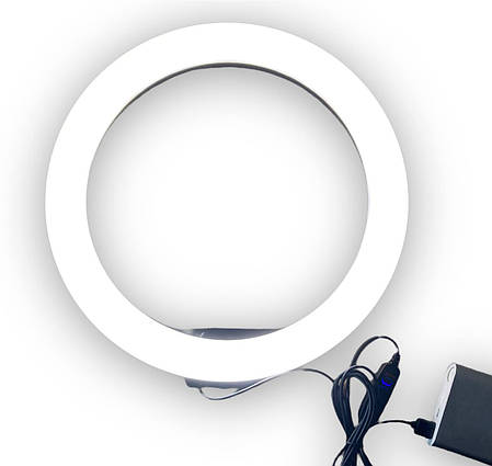 Кільцева лампа LED LC-330 33 см з 1 тримачем для телефона та USB, лампа від USB, фото 2