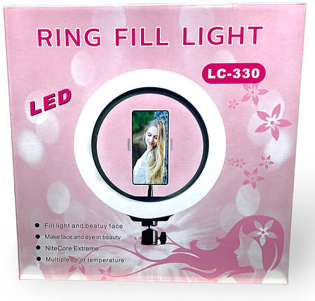 Кільцева лампа LED LC-330 (1 кріп.тел.), USB, 33 см, лампа від USB, фото 2