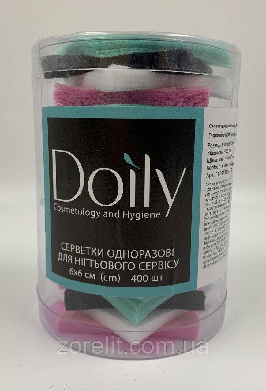 Серветки різнокольорові 6*6см Doily в тубусі 400 шт