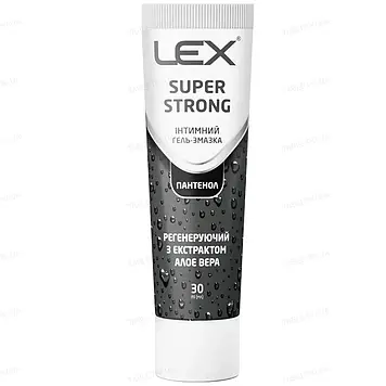 Інтимний гель-змазка гель смазка Lex Super Strong пантенол + алое вера.Ідеальний для анального сексу 30 мл.