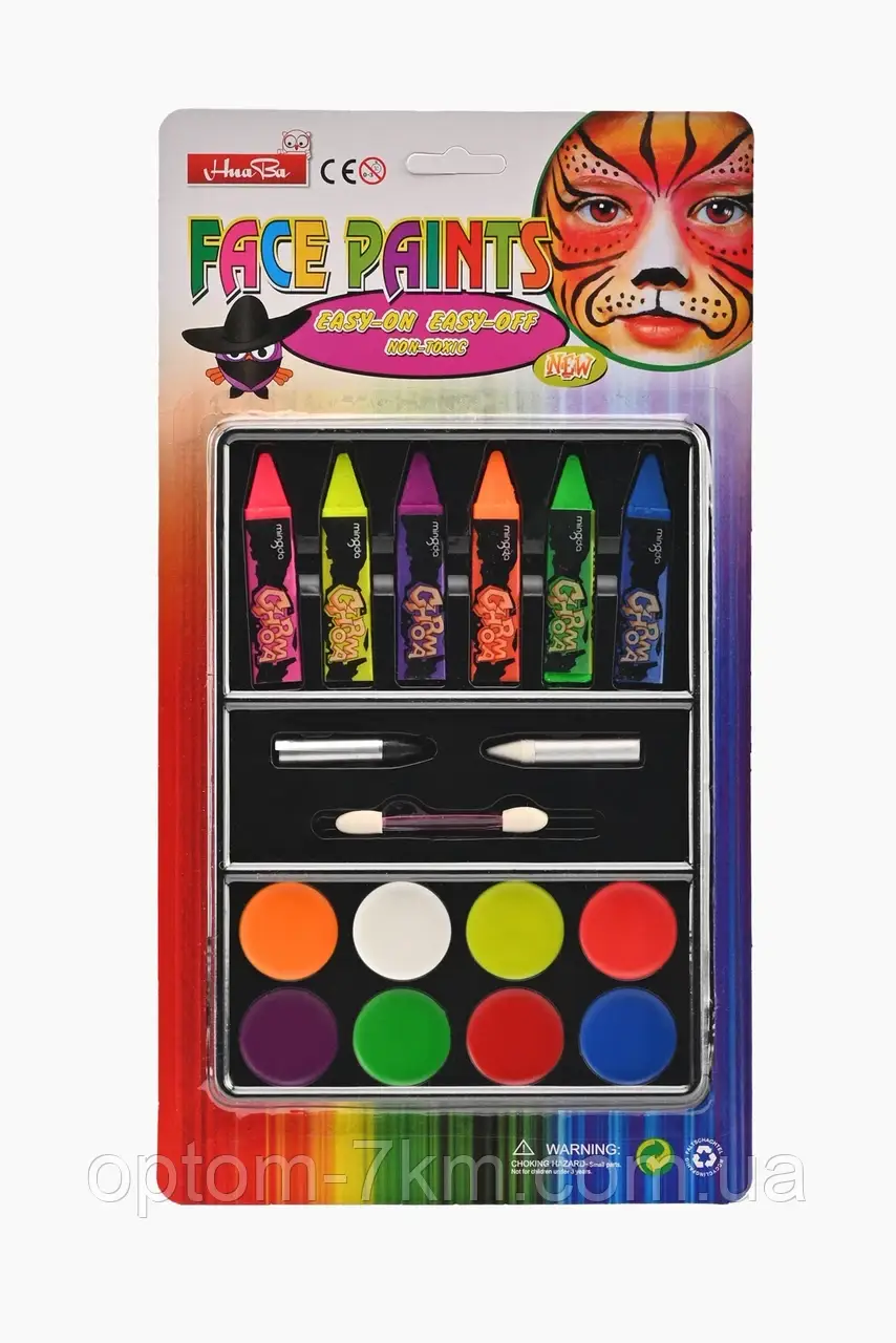 Детский набор для аквагрима краски и карандаши для лица МА23-15 Н - фото 1 - id-p1767039474