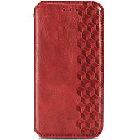 Шкіряний чохол книжка GETMAN Cubic (PU) для Samsung Galaxy A51 Чорний, Штучна шкіра, Слот для візитки Красный